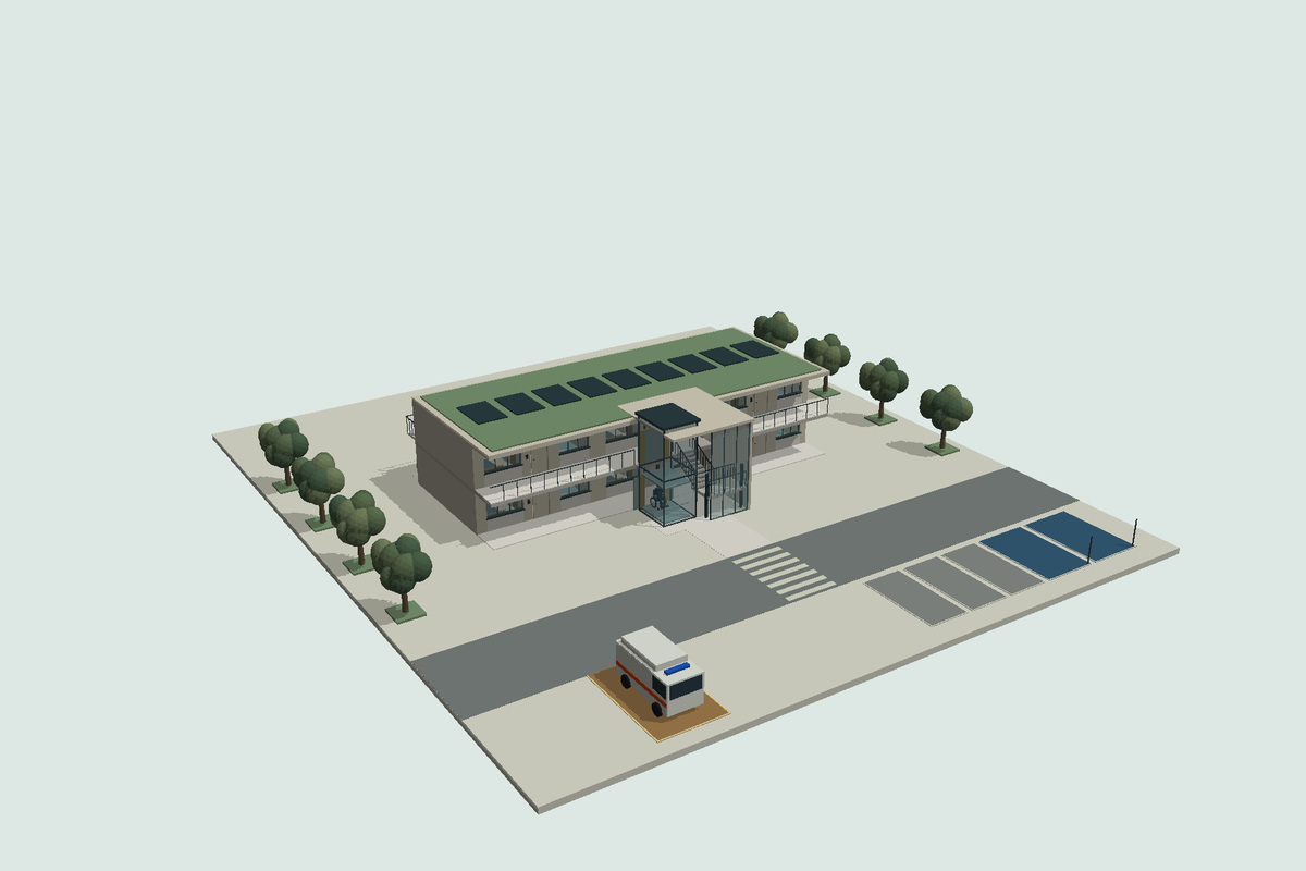 Wohnhaus – gerenderte 3D-Gesamtansicht
